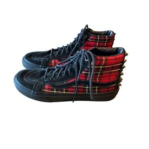 Vans Sk8 Hi Slim Tartan Plaid And Suede Studded Sneaker Mens 5.5 Womens 7